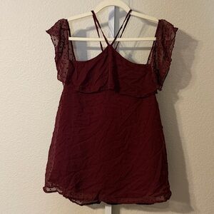Miami‎ Burgundy Ruffle Blouse